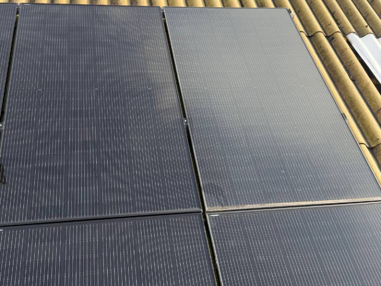 nettoyage panneaux solaires à begrolles en mauges avant